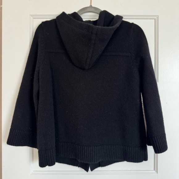 Lauren Ralph Lauren Women's 100% Lambs Wool Toggle Cardigan Sweater Black Hooded - Picture 6 of 6